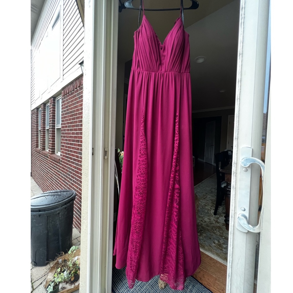 Hayley Paige Maroon Bridesmaids Dress